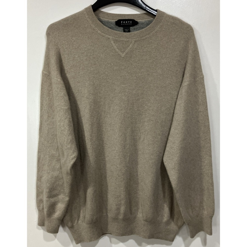 Women's Forte‎ Cashmere Pullover Sweater Tan Size Large Super Soft